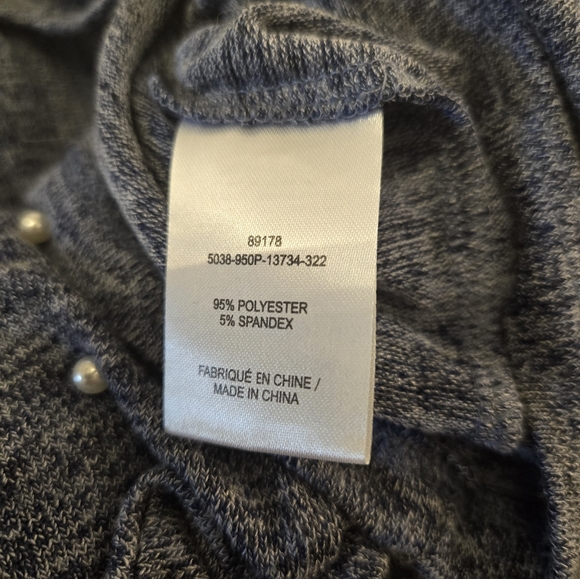 NWT 2X Laura long sleeve lightweight scoop neck summer blue pearl beaded top - Picture 12 of 12